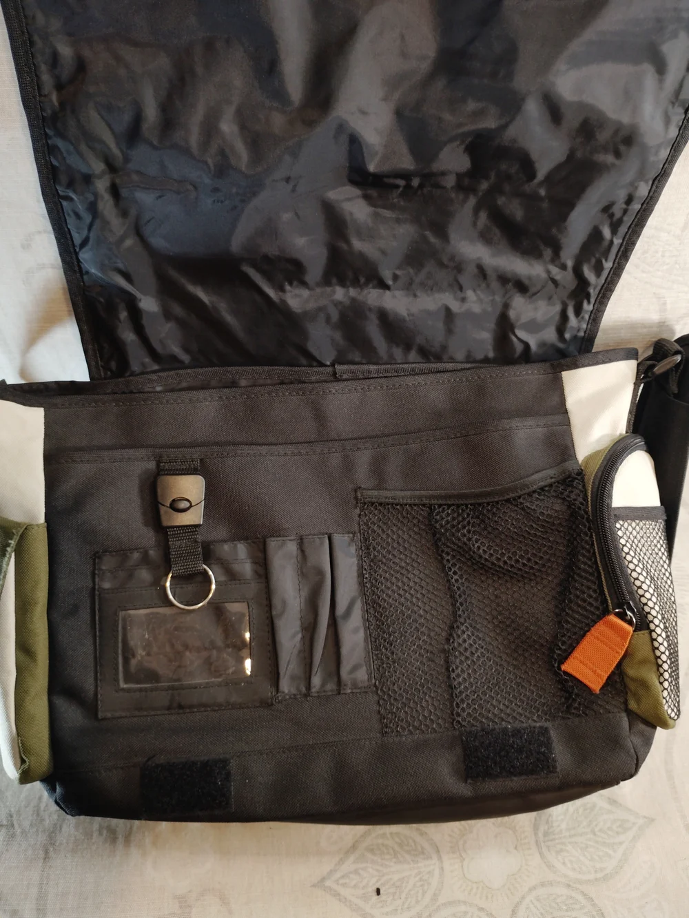 Speedo Black Olive Green and White Messenger Bag